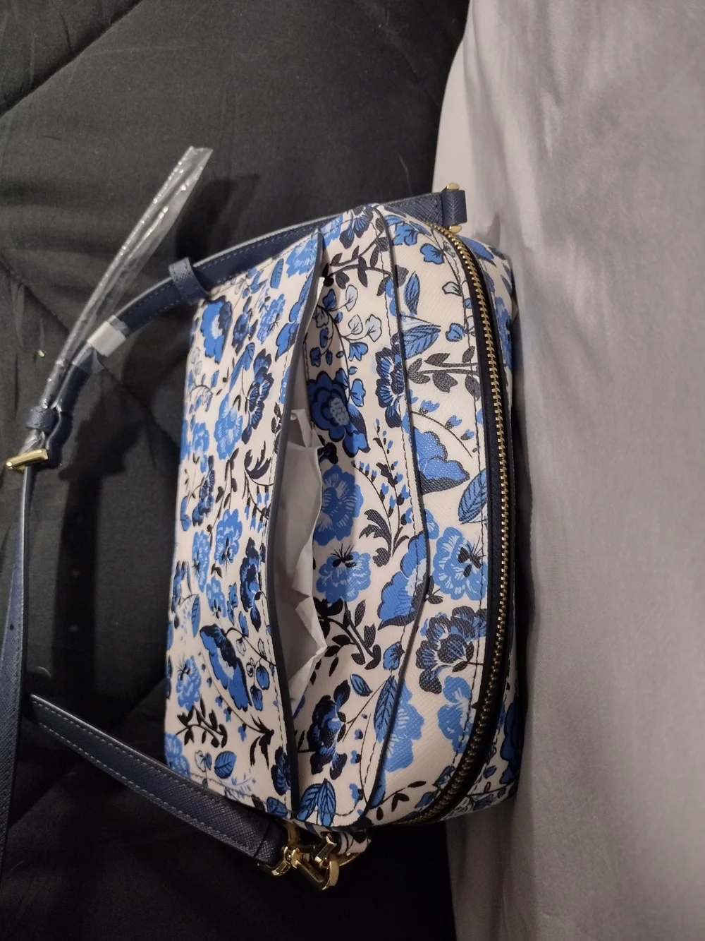 kate spade White and Blue Floral Crossbody Bag